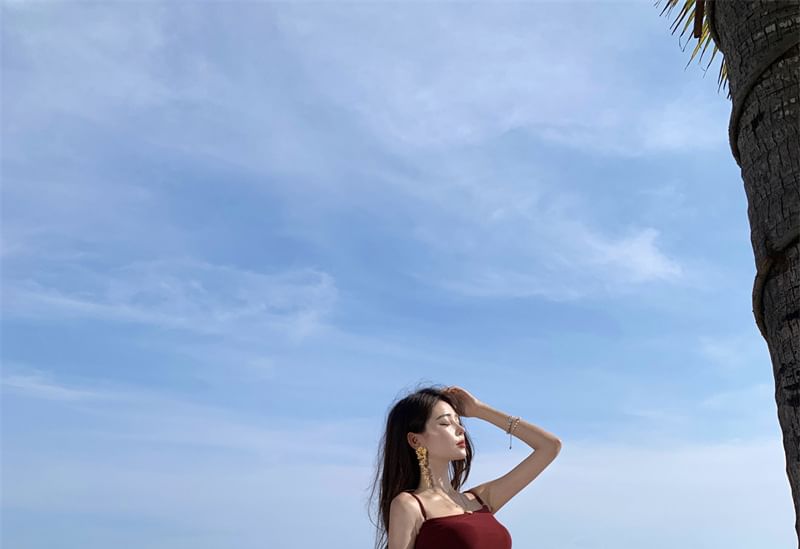Spaghetti Strap Plain Maxi A-Line Dress