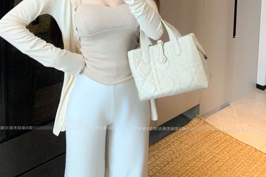 Lace Trim Light Jacket Over Cami