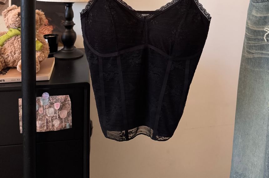 Spaghetti Strap Lace Bustier