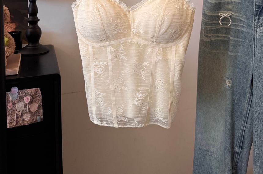 Spaghetti Strap Lace Bustier