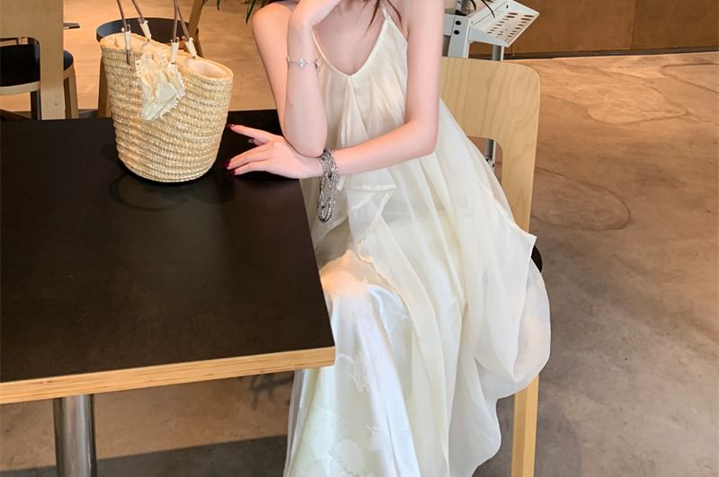 Maxi Dress Halter Panel A-Line