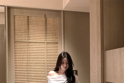 Dress One Shoulder A-Line Maxi Short Panel Drawstring Sleeve