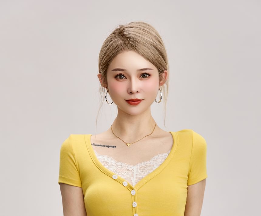 Short-Sleeve Lace Trim Tee