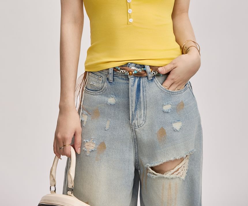 Short-Sleeve Lace Trim Tee