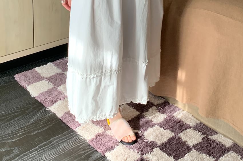Sleeveless Dress Neck Maxi Plain Button A-Line Round Frill