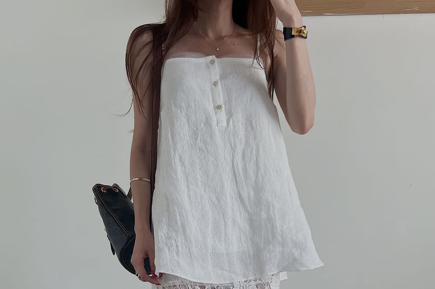 Button Cami & Lace Pencil Skirt