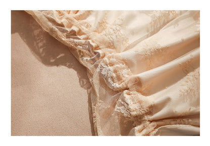 Sleeveless Jacquard Halter Ruffle Lace Crop Top