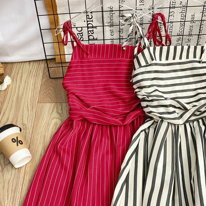 Striped Sleeveless Maxi A-Line Dress