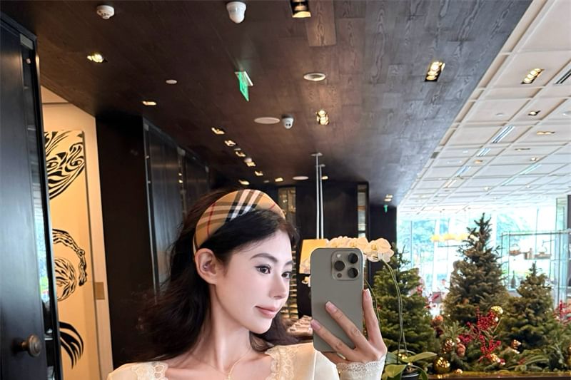 V-Neck Lace Trim Top with Long Sleeves