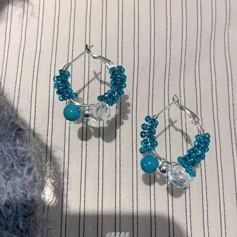 Bead Earring Leverback Alloy Faux Gemstone Hoop