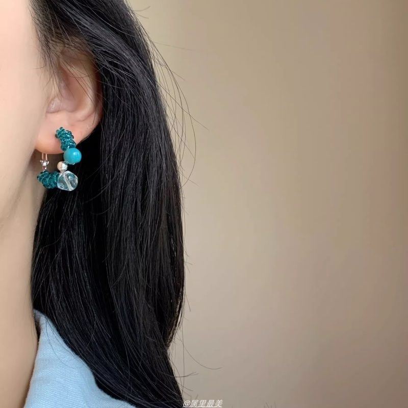 Bead Earring Leverback Alloy Faux Gemstone Hoop