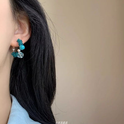 Bead Earring Leverback Alloy Faux Gemstone Hoop