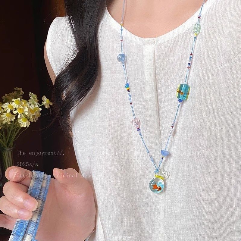 String Necklace Goldfish Resin