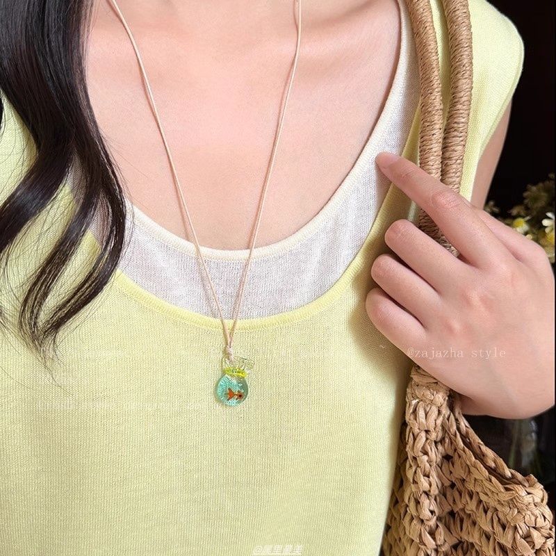 String Necklace Goldfish Resin