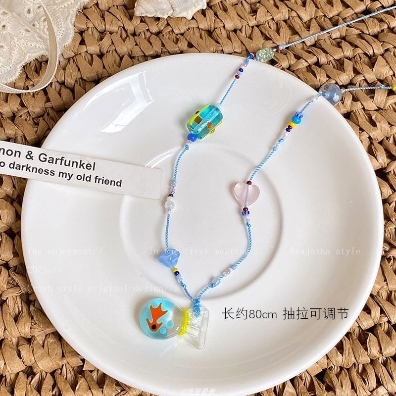 String Necklace Goldfish Resin