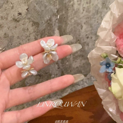 Acrylic Earring Floral Alloy Stud