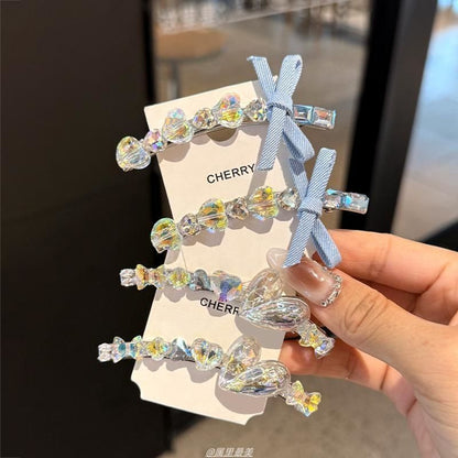 Clip Crystal Heart Faux Hair Ribbon