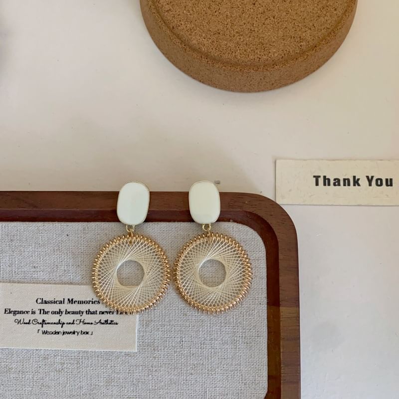 Alloy Drop Disc Woven Earring