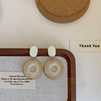 Alloy Drop Disc Woven Earring