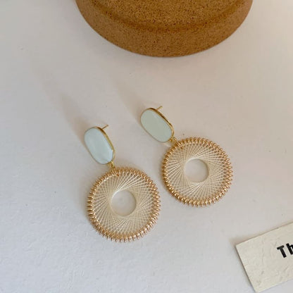 Alloy Drop Disc Woven Earring