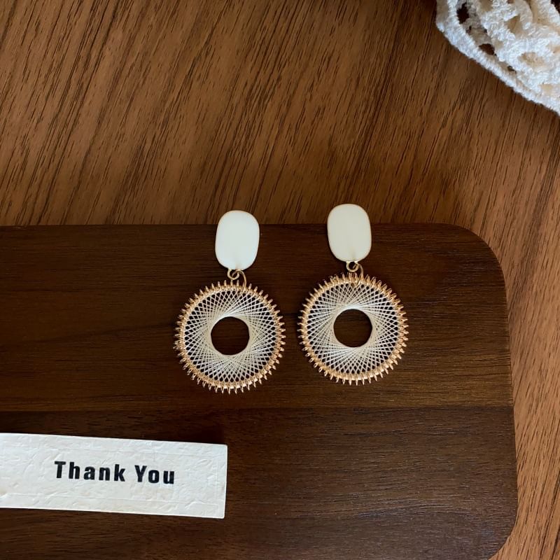 Alloy Drop Disc Woven Earring