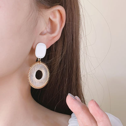 Alloy Drop Disc Woven Earring