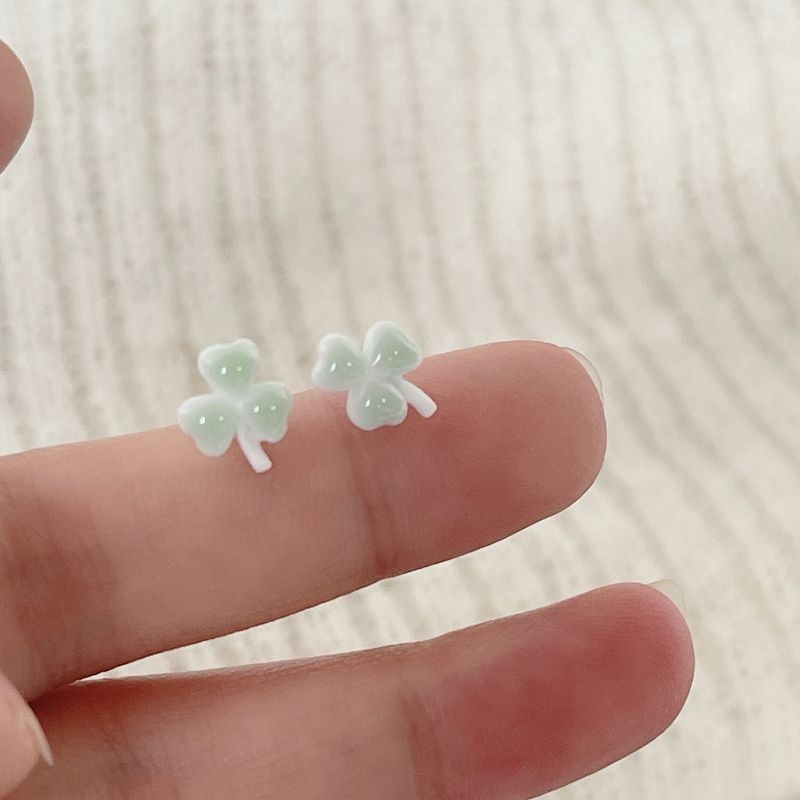 Ceramic Whale Stud Earring Pairs: Apple Leaf Clover 4 /