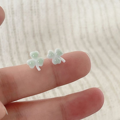 Ceramic Whale Stud Earring Pairs: Apple Leaf Clover 4 /