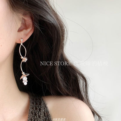 Dangle Alloy Earring Floral Rhinestone