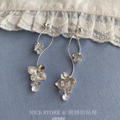 Dangle Alloy Earring Floral Rhinestone