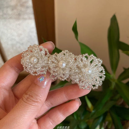 Alloy Clip Hair Floral Crystal Faux Pearl