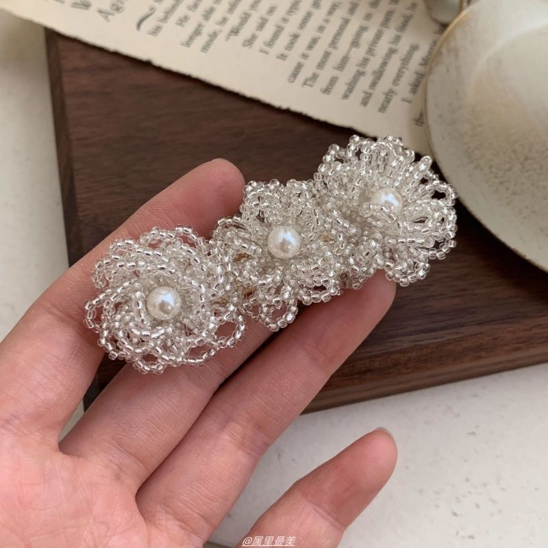 Alloy Clip Hair Floral Crystal Faux Pearl