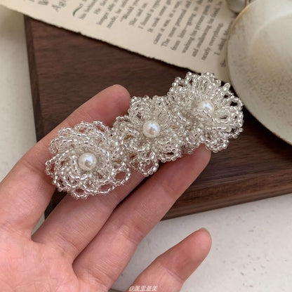 Alloy Clip Hair Floral Crystal Faux Pearl