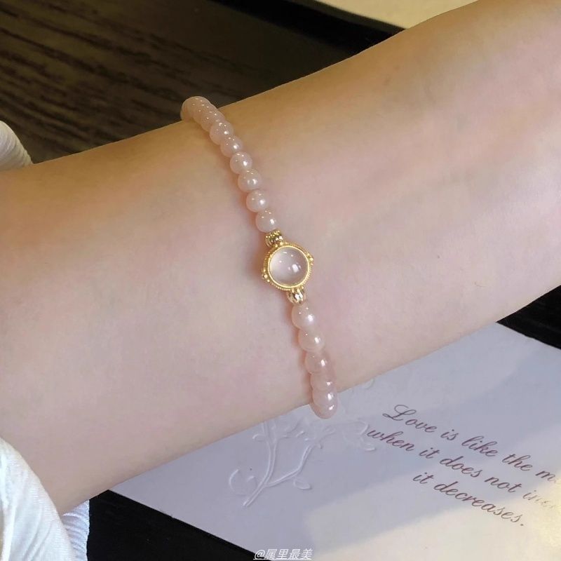 Bead Gemstone Bracelet Faux Moonstone