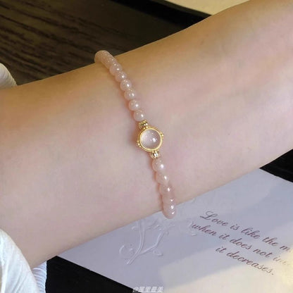 Bead Gemstone Bracelet Faux Moonstone