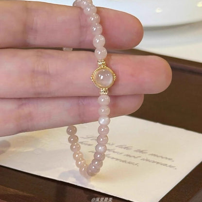 Bead Gemstone Bracelet Faux Moonstone