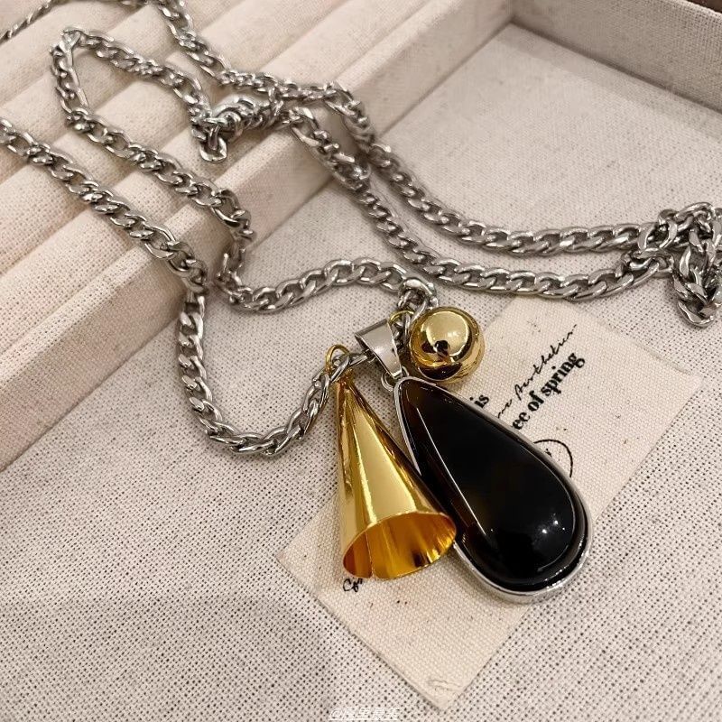 Cuban Pendant Chain Resin Droplet Necklace