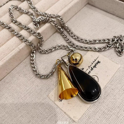 Cuban Pendant Chain Resin Droplet Necklace