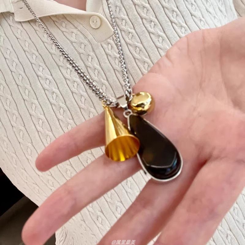 Cuban Pendant Chain Resin Droplet Necklace