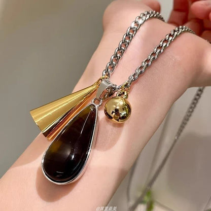 Cuban Pendant Chain Resin Droplet Necklace