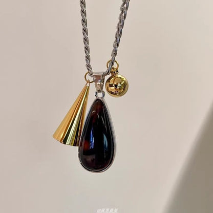 Cuban Pendant Chain Resin Droplet Necklace