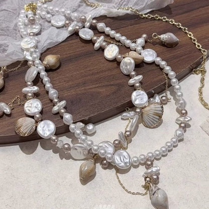 Pearl Shell Waist Faux Alloy Chain Disc