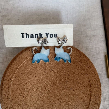 Cat Resin Earring Gradient Alloy Drop