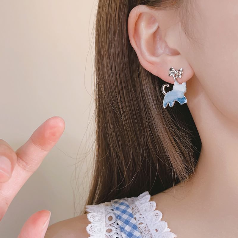 Cat Resin Earring Gradient Alloy Drop