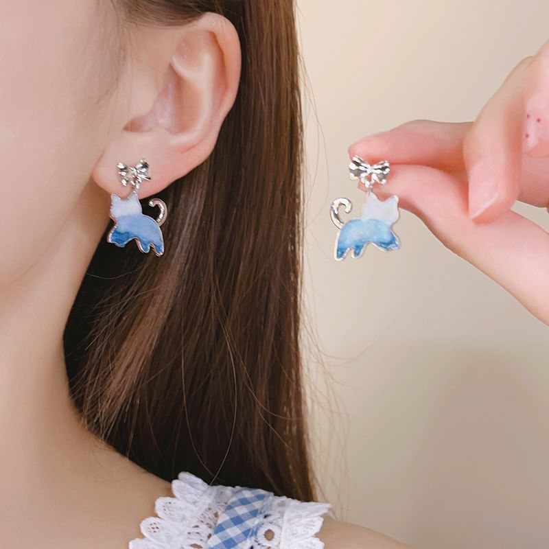 Cat Resin Earring Gradient Alloy Drop
