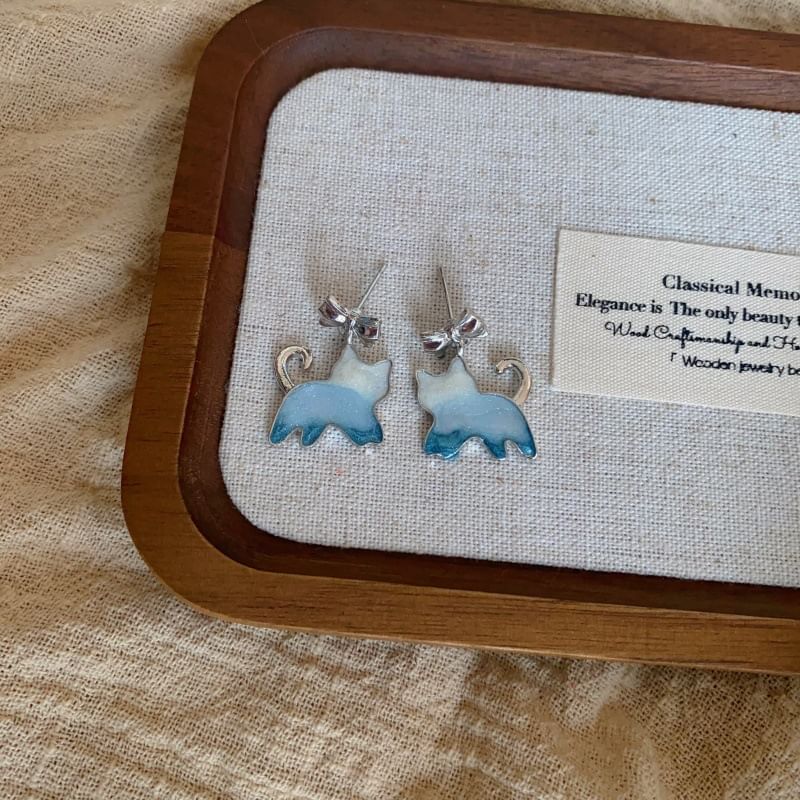 Cat Resin Earring Gradient Alloy Drop