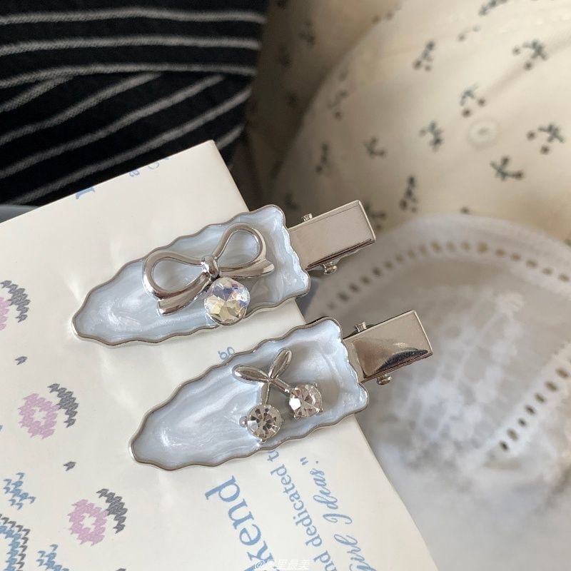 Hair of Clip Bow Rhinestone Cherry / Set 2: Alloy