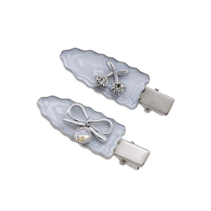 Hair of Clip Bow Rhinestone Cherry / Set 2: Alloy