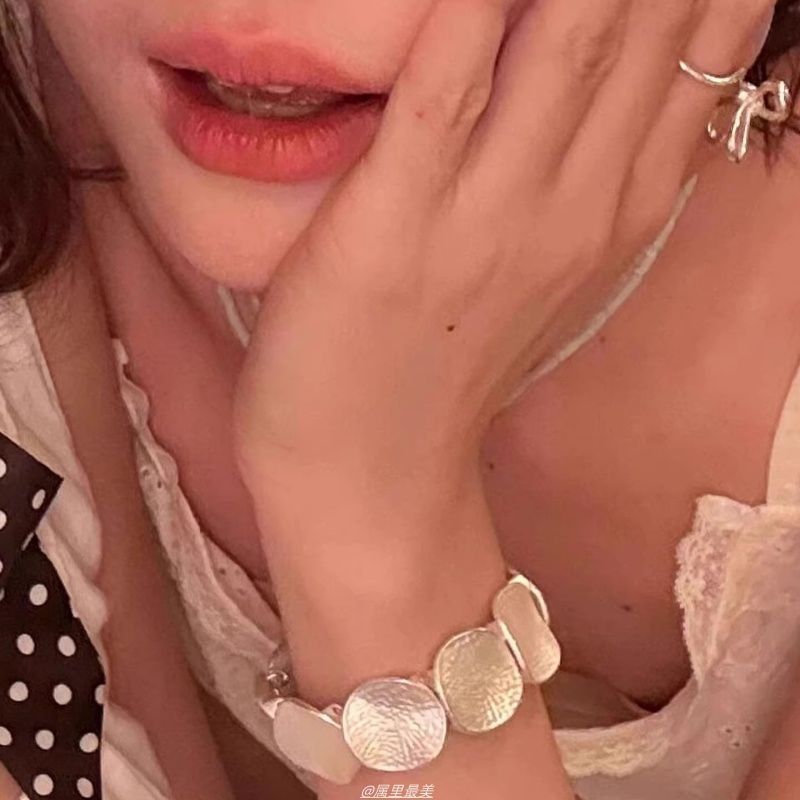 Alloy Textured Disc Bracelet