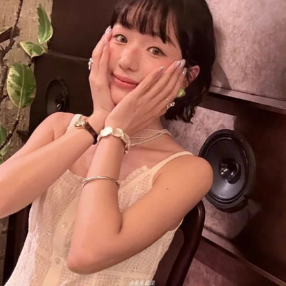 Alloy Textured Disc Bracelet